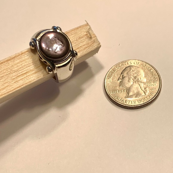 Tahitian Black Pearl Ring Set In Sterling Silver Stamped .925 Size 6 - Picture 10 of 12